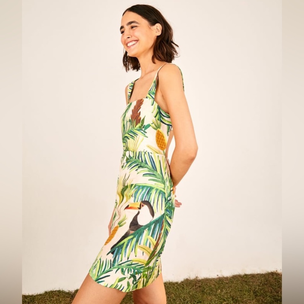 Farm Rio Toucan Paradise Linen Mini Dress